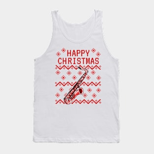 Saxophone Ugly Christmas Saxophonist Musician Tank Top